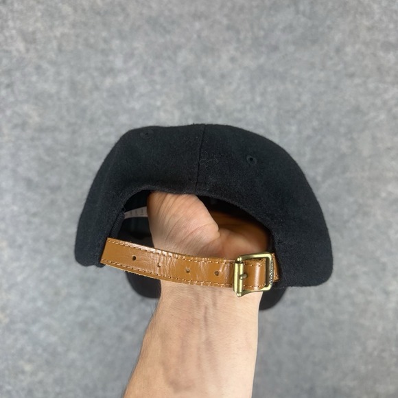 Lift Down Hat Cap Leather Strap Back Black Wool Blend Casual Workwear Warm - Picture 4 of 6